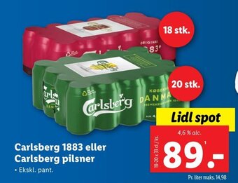 Lidl Carlsberg 1883 eller Carlsberg pilsner tilbud