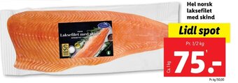 Lidl Hel norsk laksefilet med skind tilbud