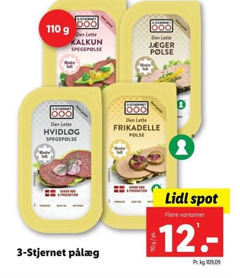 Lidl 3-Stjernet pålæg tilbud