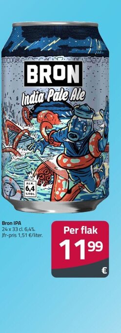 Fleggaard Bron IPA 24 x 33 cl. 6,4%. tilbud