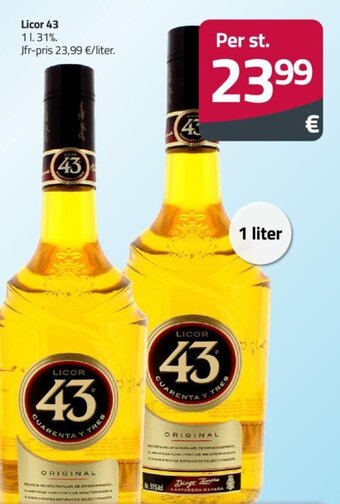 Fleggaard Licor 43 1L. 31%. tilbud