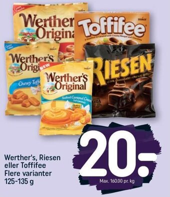 REMA 1000 Werther's, Riesen eller Toffifee Flere varianter 125-135 g tilbud