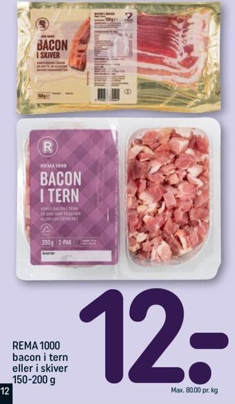 REMA 1000 REMA 1000 bacon i tern eller i skiver 150-200 g tilbud