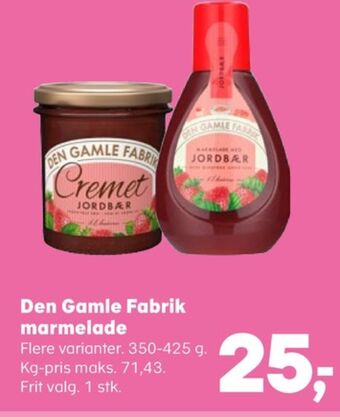 Kvickly Den gamle fabrik cremet jordbærmarmelade tilbud