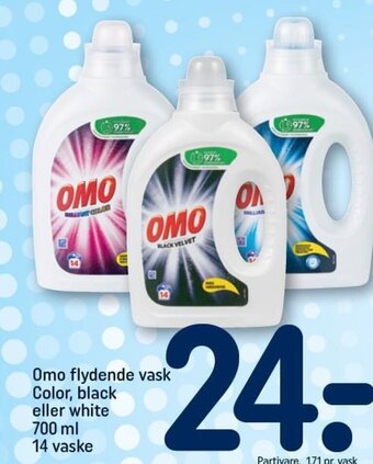 REMA 1000 Omo flydende vask Color, black eller white 700 ml 14 vaske tilbud