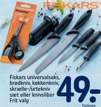 Fiskars universalsaks, brødkniv, køkkenkniv, skrælle-/urtekniv sæt eller knivsliber Frit valg