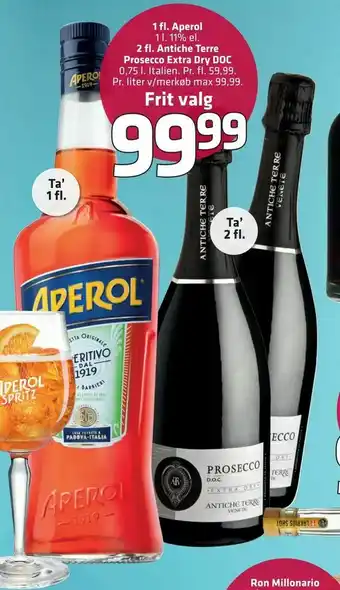Fleggaard 1 fl. Aperol, 2 fl. Antiche Terre Prosecco Extra Dry DOC tilbud