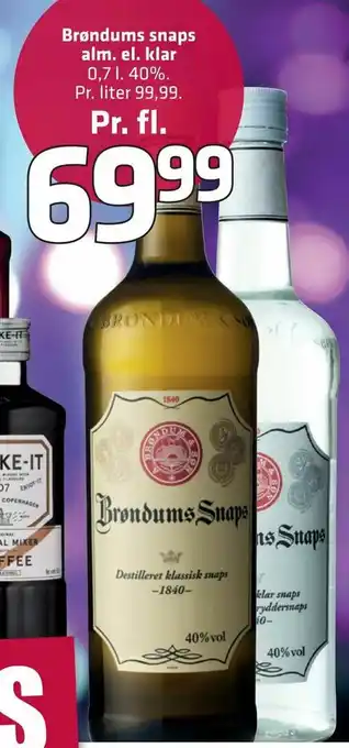 Fleggaard Brøndums snaps alm. el. klar tilbud