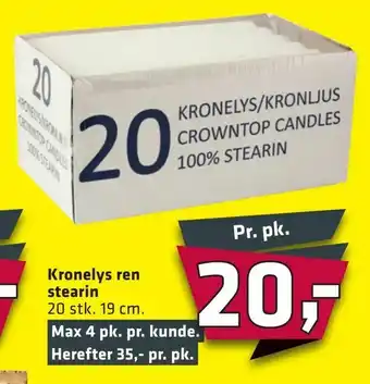 Fleggaard Kronelys ren stearin tilbud