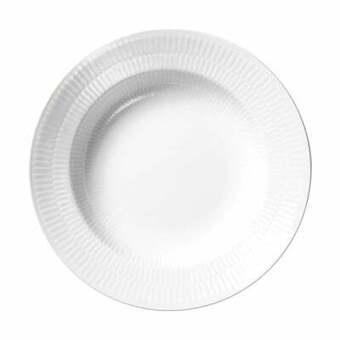 Royal copenhagen hvid riflet dyb tallerken - ø 21 cm - porcelæn - hvid