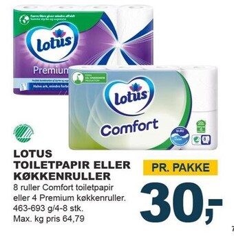 Let-Køb Lotus toiletpapir eller køkkenruller tilbud