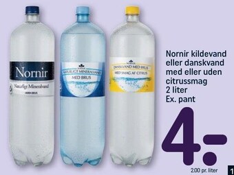 REMA 1000 Nornir kildevand eller danskvand med eller uden citrussmag tilbud