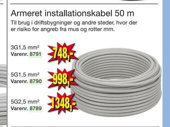 Harald Nyborg Armeret installationskabel 50 m tilbud