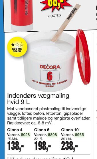 Harald Nyborg Indendørs vægmaling hvid 9 l tilbud
