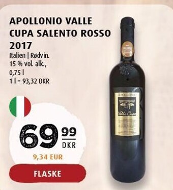 Scandinavian Park Apollonio valle cupa salento rosso 2017 tilbud