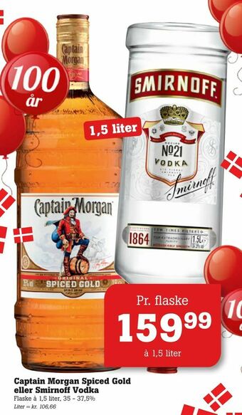 Poetzsch Padborg Captain Morgan Spiced Gold eller Smirnoff Vodka tilbud
