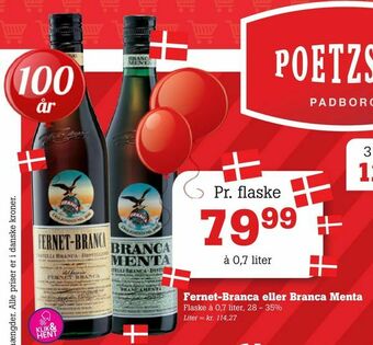 Poetzsch Padborg Fernet-Branca eller Branca Menta tilbud