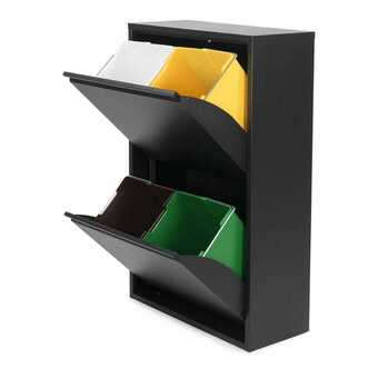 Affaldsspand til genbrug jobgar 92 x 60 x 25 cm sort metal 4 skuffer