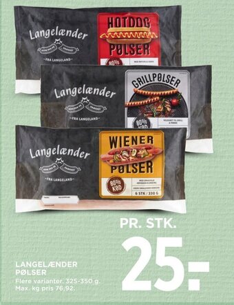 MENY LANGELÆNDER PØLSER tilbud