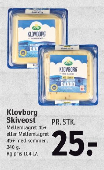 SPAR Klovborg skiveost danbo mellemlagret tilbud
