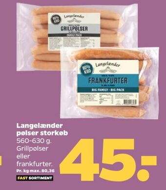 Netto Langelænder grillpølser tilbud
