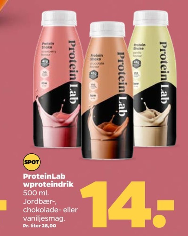 Protein lab proteindrik chokolade tilbud hos Netto