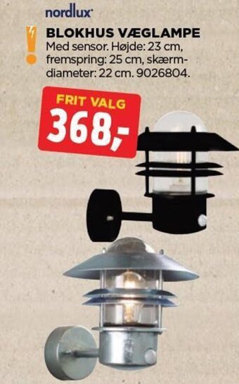 jem & fix nordlux BLOKHUS VÆGLAMPE tilbud