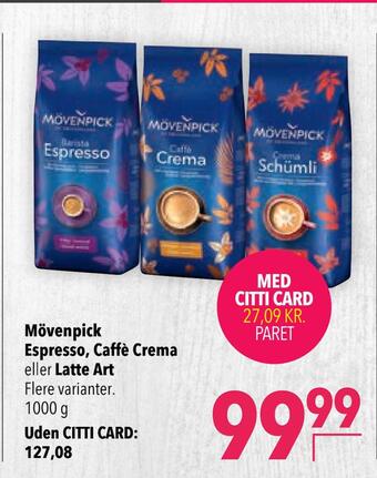 Citti Mövenpick espresso, caffè crema eller latte art tilbud