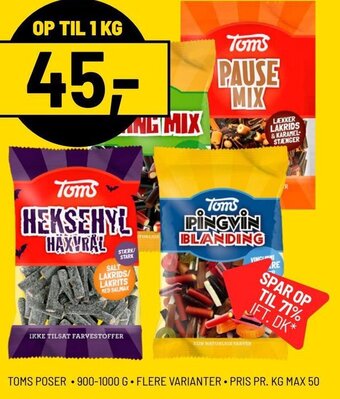 TOMS POSER 900-1000 G. FLERE VARIANTER