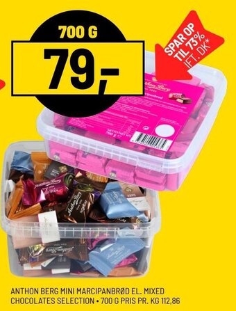 Priss ANTHON BERG MINI MARCIPANBRØD EL. MIXED CHOCOLATES SELECTION 700 G tilbud