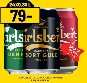 Priss CARLSBERG 24X0,33 L. tilbud