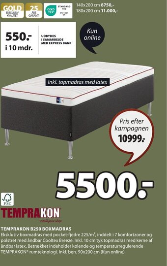JYSK TEMPRAKON B250 BOXMADRAS tilbud