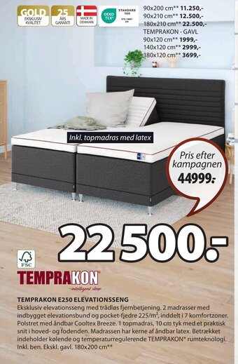 JYSK TEMPRAKON E250 ELEVATIONSSENG tilbud