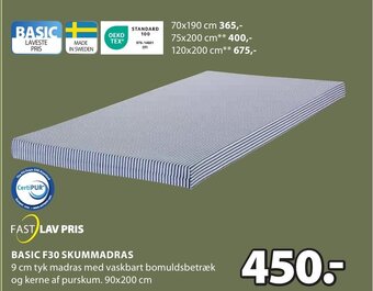 JYSK BASIC F30 SKUMMADRAS tilbud
