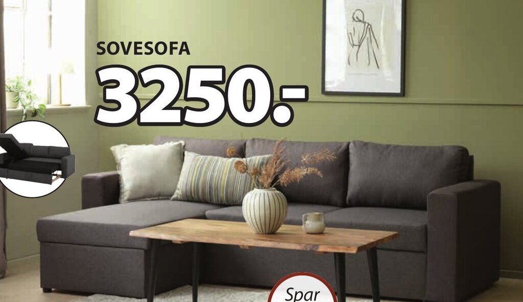 MARSLEV SOVESOFA MED CHAISELONG tilbud hos JYSK