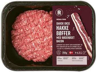 REMA 1000 Hk. bøffer m/bacon, 250 g tilbud
