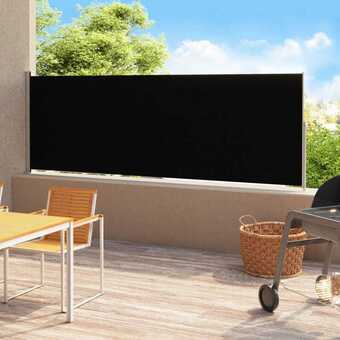 Bolig Center Sammenrullelig sidemarkise til terrassen 180x500 cm sort tilbud