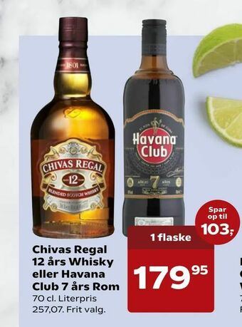 Kvickly Chivas Regal 12 års Whisky eller Havana Club 7 års Rom tilbud