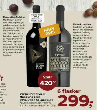 Kvickly Verso Primitivo di Manduria eller Revolution Solaire GSM tilbud
