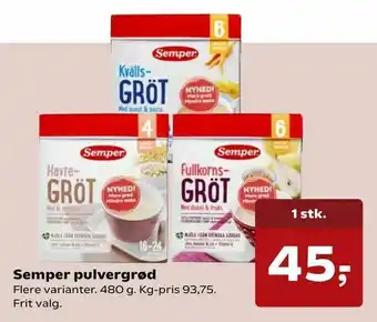 Kvickly Semper pulvergrød tilbud
