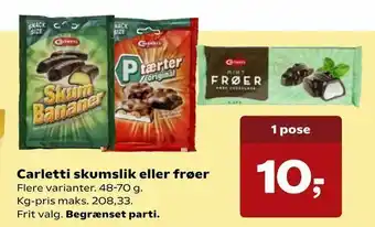 Kvickly Carletti skumslik eller frøer tilbud