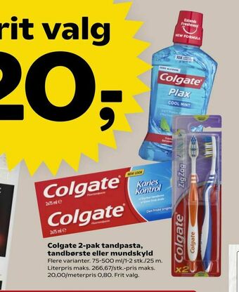Kvickly Colgate 2-pak tandpasta, tandbørste eller mundskyld tilbud
