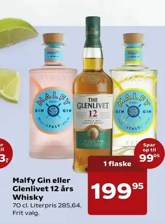 Kvickly Malfy Gin eller Glenlivet 12 års Whisky tilbud