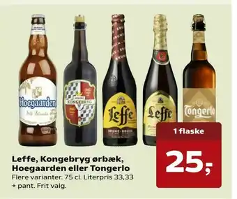 Kvickly Leffe, Kongebryg ørbæk, Hoegaarden eller Tongerlo tilbud