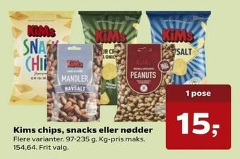 SuperBrugsen Kims chips, snacks eller nødder tilbud