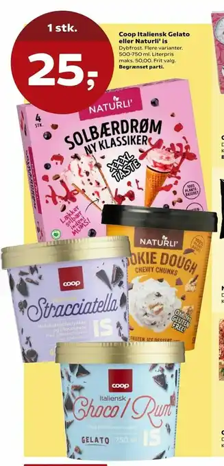 SuperBrugsen Coop Italiensk Gelato eller Naturli' is tilbud