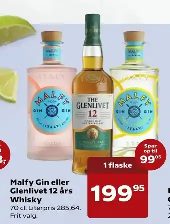 SuperBrugsen Malfy Gin eller Glenlivet 12 års Whisky tilbud
