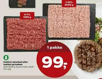 SuperBrugsen Hakket oksekød eller hakket grisekød tilbud
