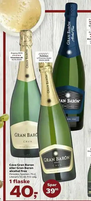 SuperBrugsen Cava Gran Baron eller Gran Baron alcohol free tilbud