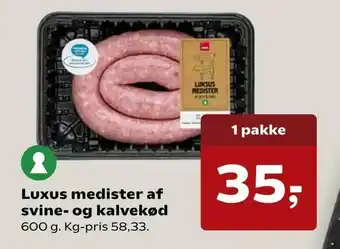 SuperBrugsen Luxus medister af svine- og kalvekød tilbud